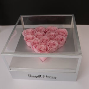 Luxury Roses in Heart Acrylic Box