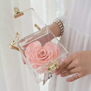 Acrylic Box/ Heart Everlasting Rose