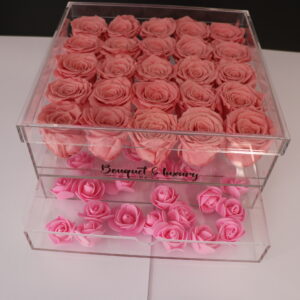 Everlasting Large Acrylic Box With Drawer -25 Roses-